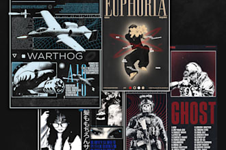 create unique posters in brutalism and grunge styles for you