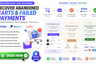 setup abandoned cart email flows recover failed payment with stripe and zapier