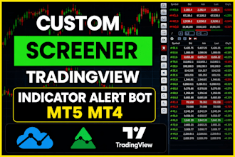 code trading bot, pine script indicator, alert tradingview, python bot, mt5 mt4