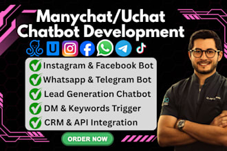 create manychat chatbot, uchat ai chatbot, instagram dm automation, whatsapp bot