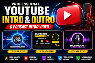 create a professional podcast intro and outro voice over