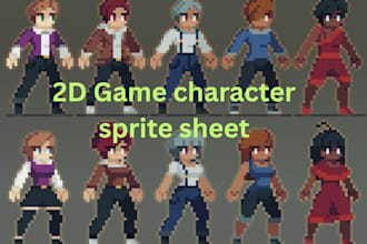 create 2d sprite sheet character pixel art 2d sprite animation for game assets
