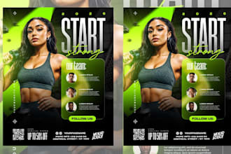 create eyecatching sports flyer, fitness poster, and gym ads