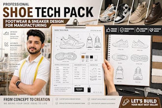 design shoe tech pack sneaker footwear design for manufacturing