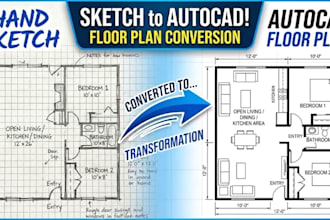 convert handsketch floor plan drawings to 2d or 3d floorplans in autocad