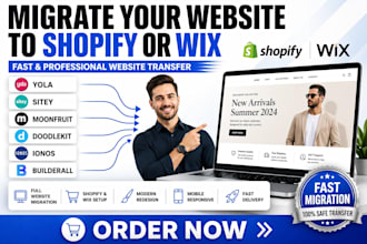 migrate yola sitey moonfruit doodlekit ionos builderall website to shopify wix