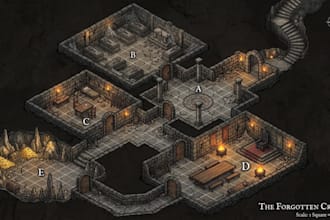 draw isometric dungeon map for dnd battle grid and roll20 vtt