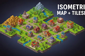 do isometric game map isometric tileset, isometric tilemap pixel art game assets