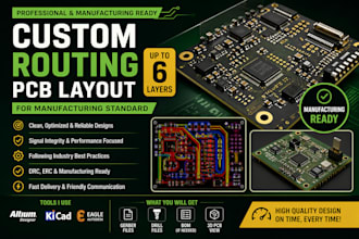 create custom routing pcb layout up to 6 layers for manufacturing standard