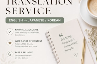 translate and culture localize your english text into  japanese and korean