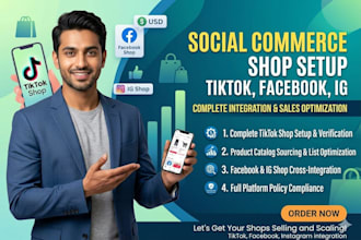 setup tiktok shop, facebook shop, instagram shop and shopify integration