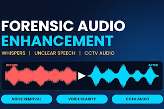 do forensic audio clean up, cctv footage, enhance whisper for investigative use