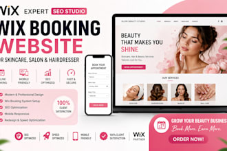 design wix booking website  skincare hairdressing website redesign seo studio