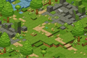 do isometric pixel art tileset, top down pixel tile set, tilemap, pixel art