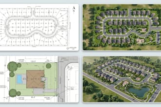 design land subdivision plan, 2d 3d site plan, plot plan land development render