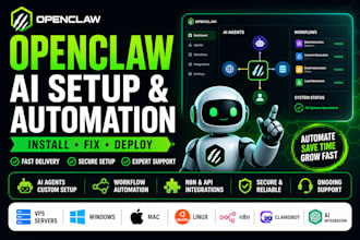 setup openclaw ai agent, clawdbot automation, and n8n workflows on vps or PC