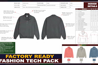 create streetwear tech packs and cad flat sketches for hoodies cargo sweatshirt