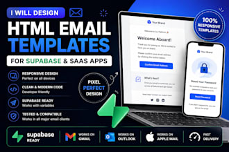 design responsive HTML email templates for supabase and saas apps