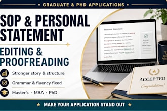 edit and proofread your statement of purpose, personal statement or sop