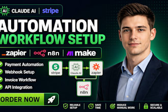connect claude ai stripe zapier n8n make automation payment invoice webhook work