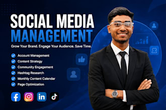 be your social media manager for instagram facebook linkedin and tiktok