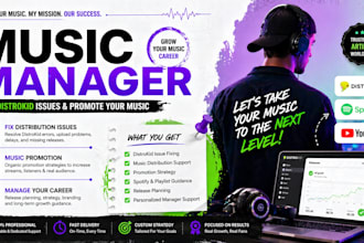 be your music manager distributor, fix distrokid issues and promote music