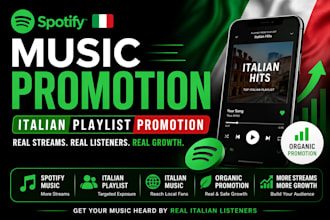 promote your music to italian spotify playlist for real streams