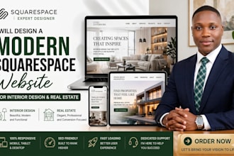 design a modern squarespace website for interior design and real estate design