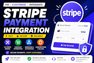 fix or customize your stripe payment integration in your website