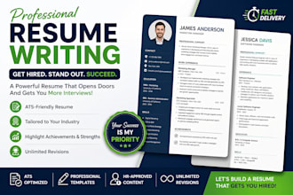 write professional resume and update ats resume, cv, cover letter