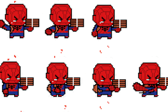 create pixel art spritesheet, tileset, 2d game assets, pixel art character