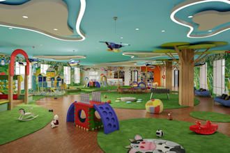 custom design interior 3d render for 3d playroom 3d playground bedroom kids room