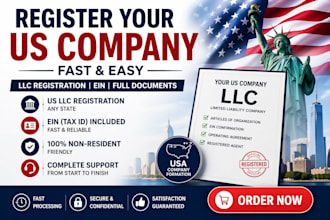 register your US llc, ein, and company formation with full documents