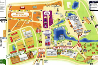 draw custom vector map, city illustration, and site plan design