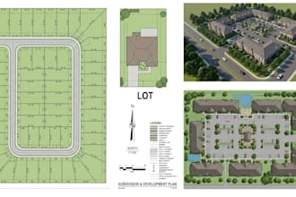 design parcel map, subdivision plan, plot plan and 2d 3d site plan rendering
