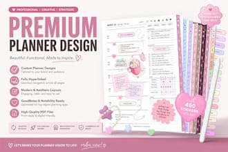 design digital planner digital journal etsy digital planner canva ebook design