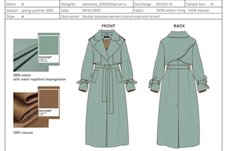 design outerwear cad sketch and ski coat, jacket, teck pack designer