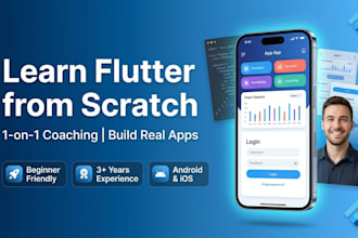 teach you flutter with firebase and api integration