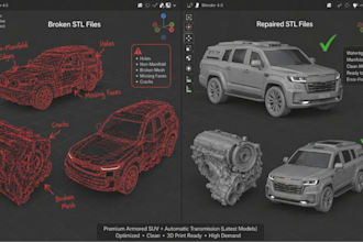 create 3d model, repair, fix or modify 3d stl file, 3d scan cleanup for printing