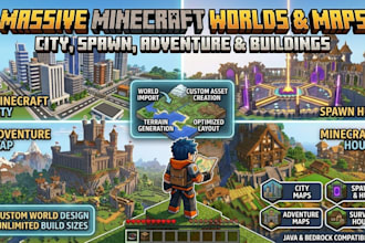 build custom minecraft city map spawn build survival adventure castle house