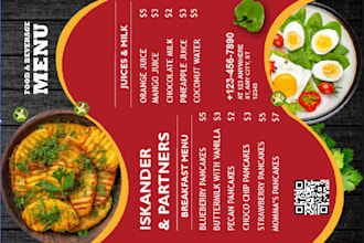design a modern restaurant menu and food menu