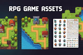 create 2d top down pixel art tileset rpg game map art character asset tilemap