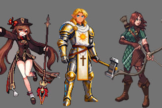design pixel art character and background in retro 8 bits or 16 bits indie