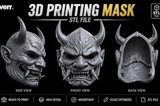 create detailed 3d mask sculpting stl for 3d printing