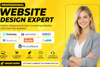 design, redesign hostinger godaddy ionos bluehost duda, webshop jimdo website