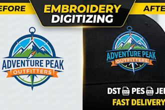 do embroidery digitizing logo into dst pes jef file fast