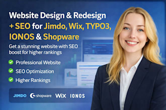 design or redesign jimdo website, ionos, shopware website, do jimdo website SEO
