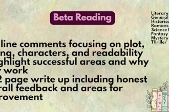 beta read your fiction manuscript