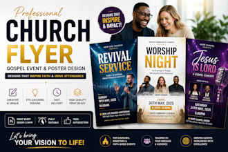 design professional church flyer, gospel event poster design