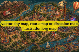design a custom vector city map, route map or direction map illustration svg map